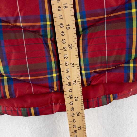 Lands End Women's Down Feather Puffer Vest Red Plaid Womens MP - Picture 6 of 8